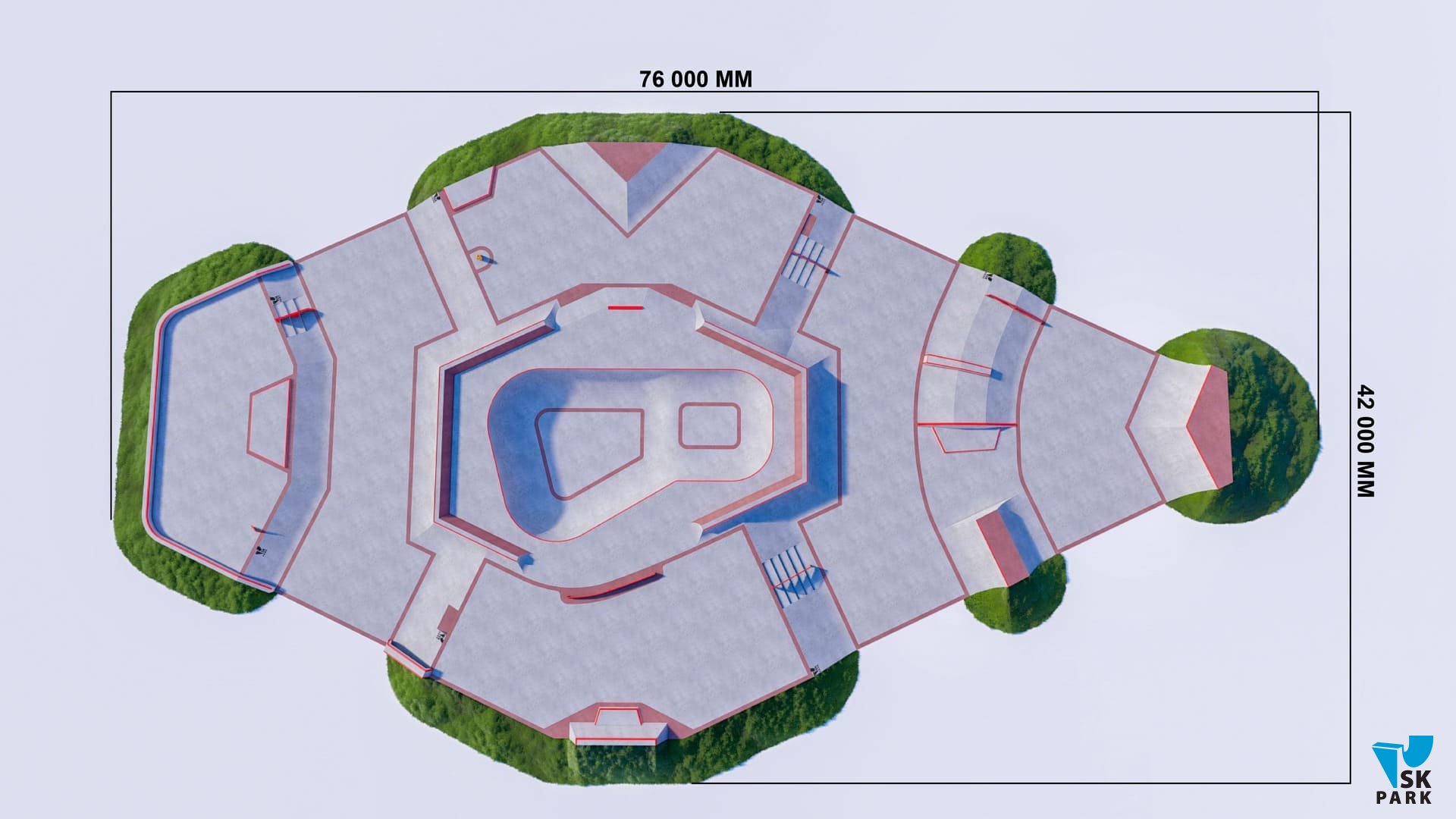 Проект бетонного скейт парка  SKB 76-42