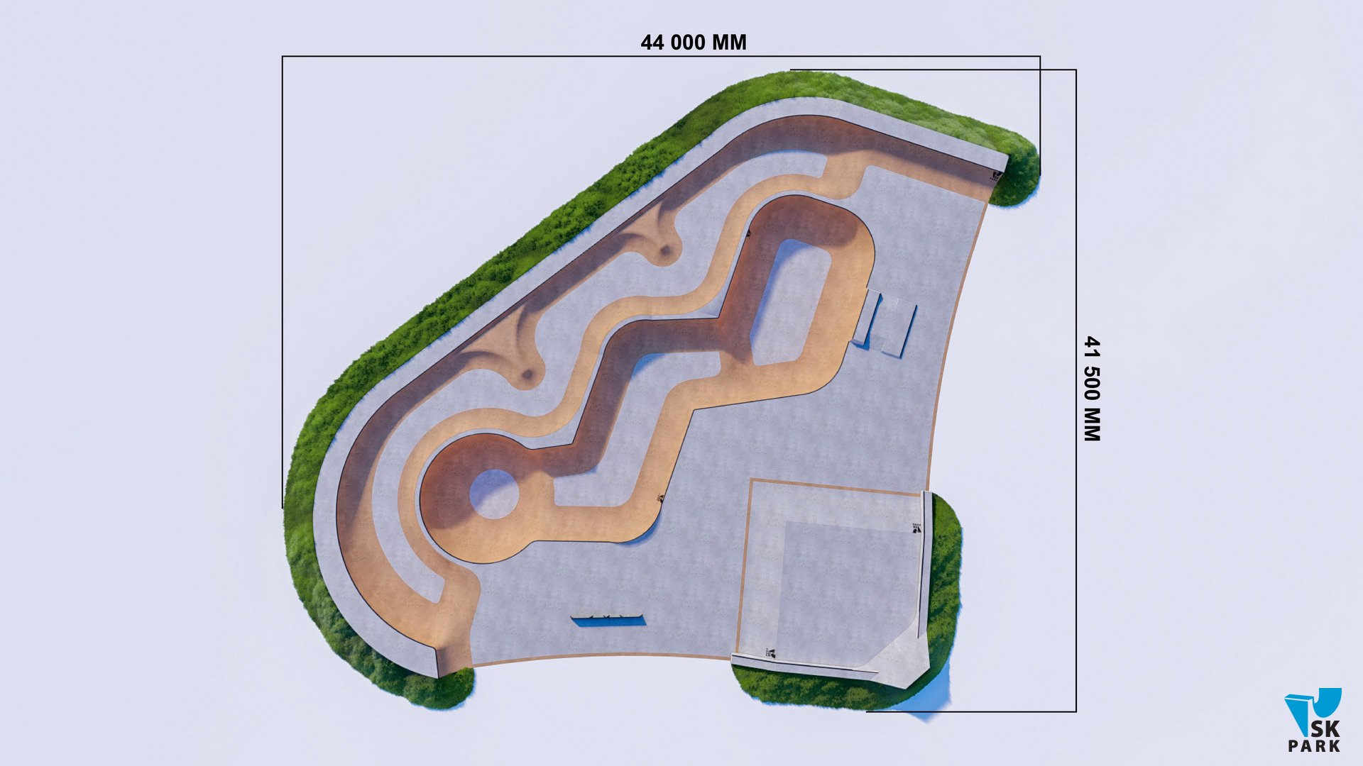 Трех-уровневый боул со снейк раном и скейт плазой SKB 44-42